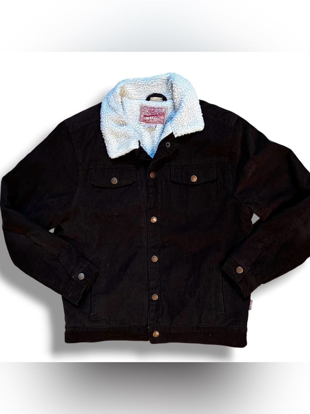 Brooklyn Cloth Jacket Mens L Brown Corduroy Sherpa Lined Trucker Warm Coat Retro